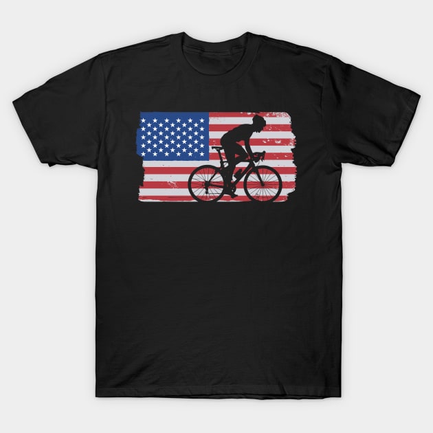 Cycling Road Bike US Flag Cyclist graphic T-Shirt by theodoros20